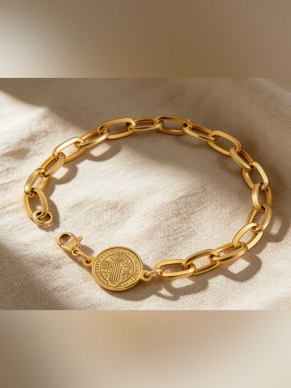 Gold Saint Medallion Chain Bracelet - Women Jewelry